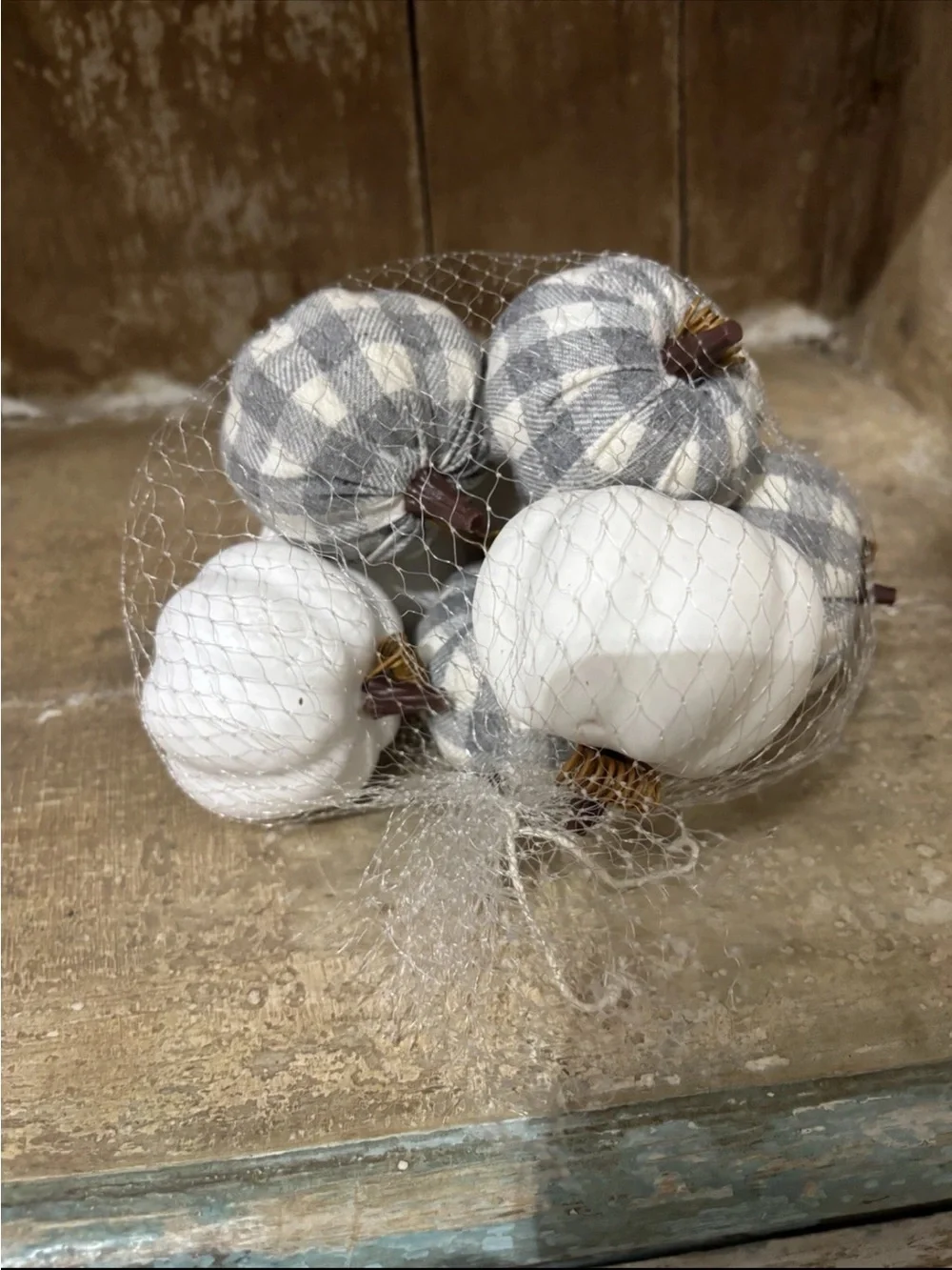 Hobby Lobby 8 Pc Gray & White Buffalo Check Pumpkins, Fall, Thanksgiving NEW
